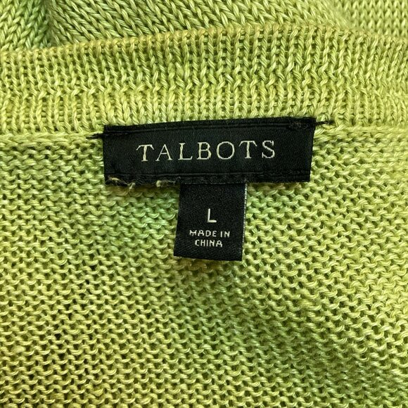 Talbots Linen Button Down Cardigan Open Weave Women’s Large Sweater Light Green - Picture 7 of 9
